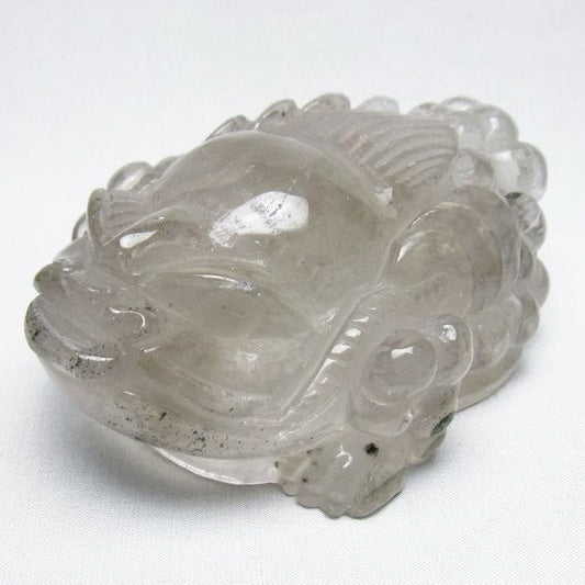 水晶 手彫り-卓上置物-キンセン-金蟾 ガーデンクォーツ 一点物 154-114