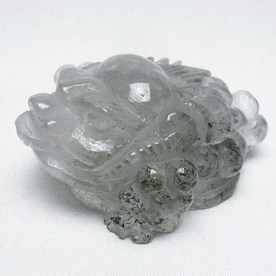水晶 手彫り-卓上置物-キンセン-金蟾 ガーデンクォーツ 一点物 154-115