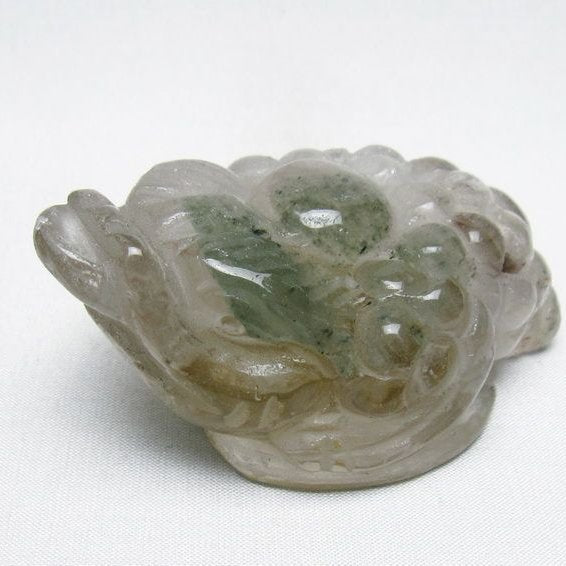 水晶 手彫り-卓上置物-キンセン-金蟾 ガーデンクォーツ 一点物 154-116