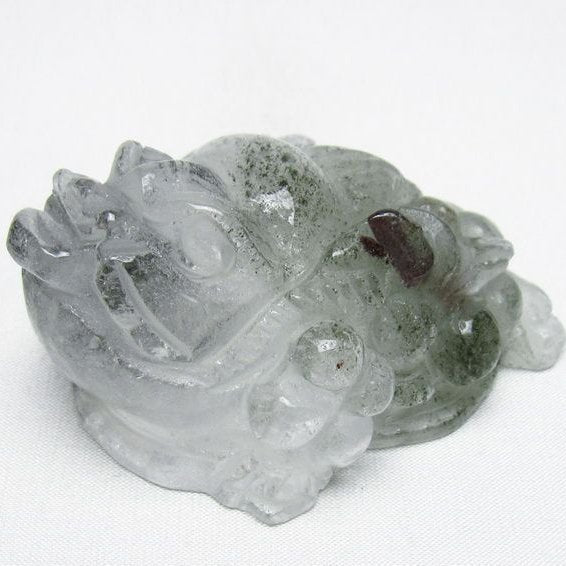 水晶 手彫り-卓上置物-キンセン-金蟾 ガーデンクォーツ 一点物 154-118