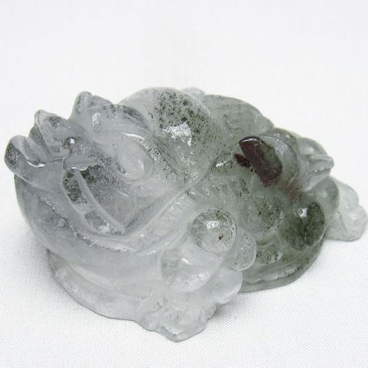 水晶 手彫り-卓上置物-キンセン-金蟾 ガーデンクォーツ 一点物 154-118