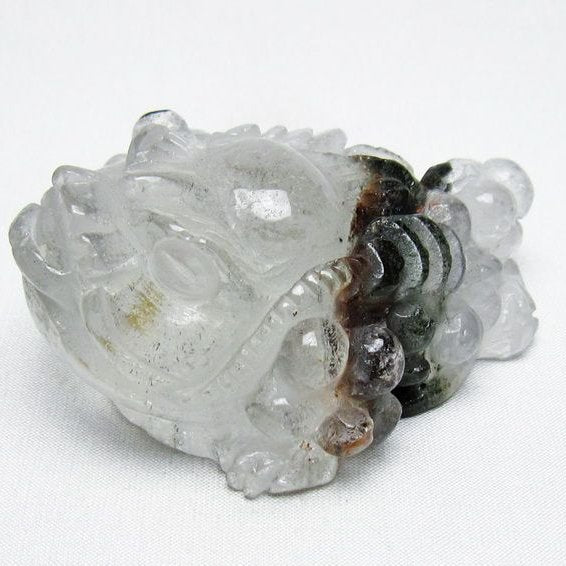 水晶 手彫り-卓上置物-キンセン-金蟾 ガーデンクォーツ 一点物 154-120