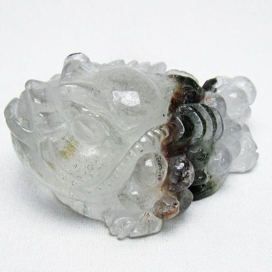 水晶 手彫り-卓上置物-キンセン-金蟾 ガーデンクォーツ 一点物 154-120