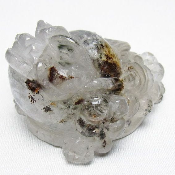 水晶 手彫り-卓上置物-キンセン-金蟾 ガーデンクォーツ 一点物 154-121