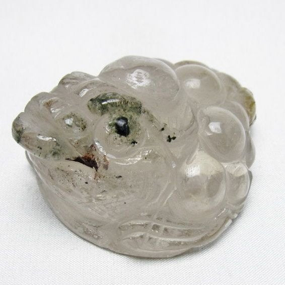 水晶 手彫り-卓上置物-キンセン-金蟾 ガーデンクォーツ 一点物 154-125