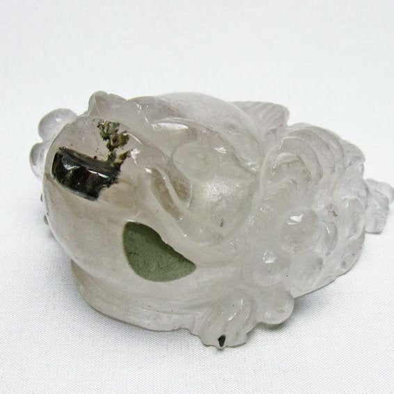 水晶 手彫り-卓上置物-キンセン-金蟾 ガーデンクォーツ 一点物 154-127
