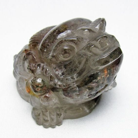 水晶 手彫り-卓上置物-キンセン-金蟾 ガーデンクォーツ 一点物 154-128