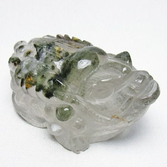 水晶 手彫り-卓上置物-キンセン-金蟾 ガーデンクォーツ 一点物 154-131