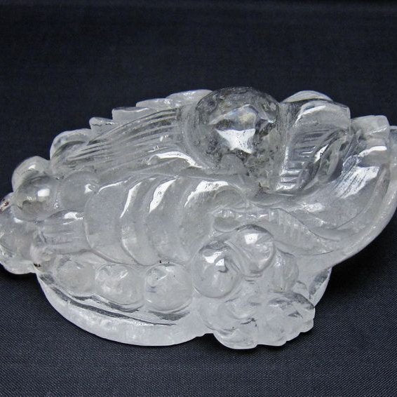 水晶 手彫り-卓上置物-キンセン-金蟾 一点物 154-132