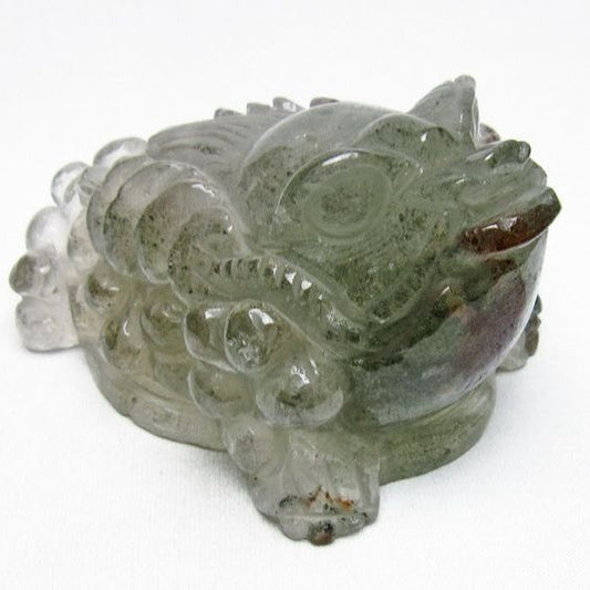 水晶 手彫り-卓上置物-キンセン-金蟾 ガーデンクォーツ 一点物 154-134