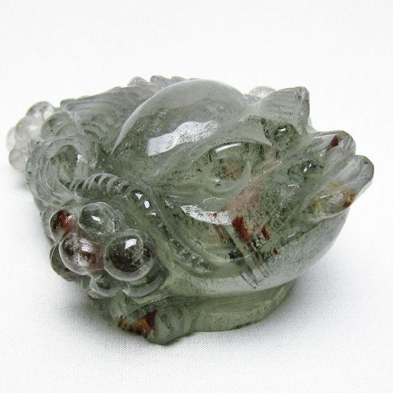 水晶 手彫り-卓上置物-キンセン-金蟾 ガーデンクォーツ 一点物 154-135