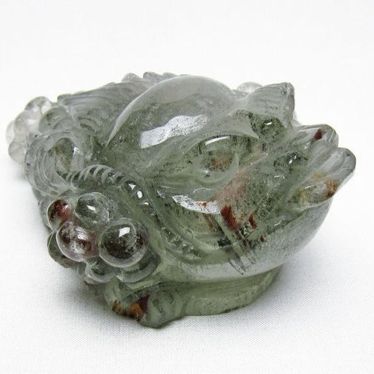 水晶 手彫り-卓上置物-キンセン-金蟾 ガーデンクォーツ 一点物 154-135