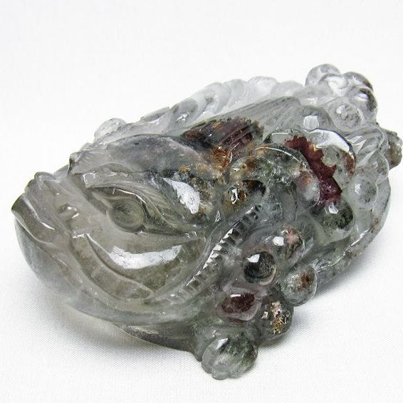 水晶 手彫り-卓上置物-キンセン-金蟾 ガーデンクォーツ 一点物 154-136