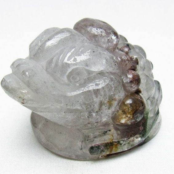 水晶 手彫り-卓上置物-キンセン-金蟾 ガーデンクォーツ 一点物 154-61