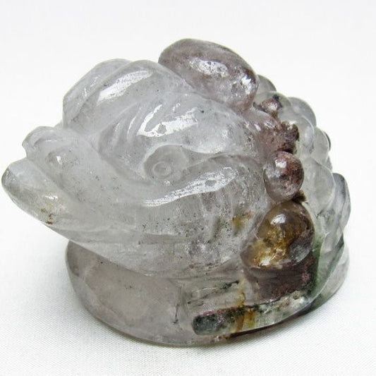 水晶 手彫り-卓上置物-キンセン-金蟾 ガーデンクォーツ 一点物 154-61