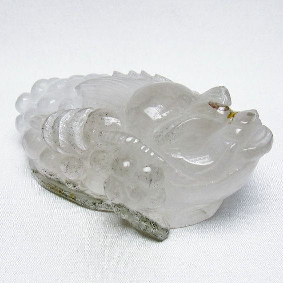 水晶 手彫り-卓上置物-キンセン-金蟾 ガーデンクォーツ 一点物 154-62