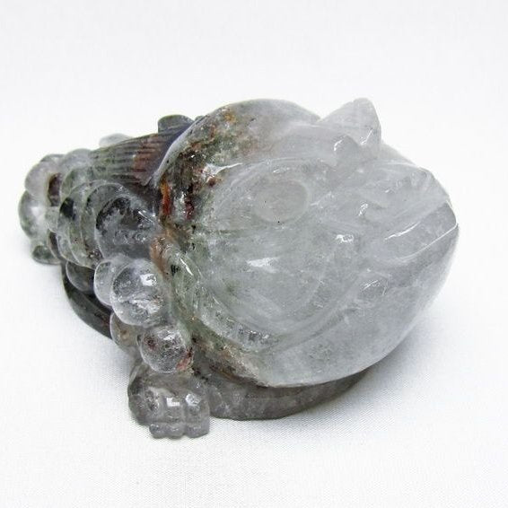 水晶 手彫り-卓上置物-キンセン-金蟾 ガーデンクォーツ 一点物 154-63