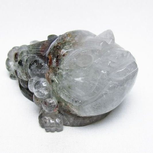 水晶 手彫り-卓上置物-キンセン-金蟾 ガーデンクォーツ 一点物 154-63