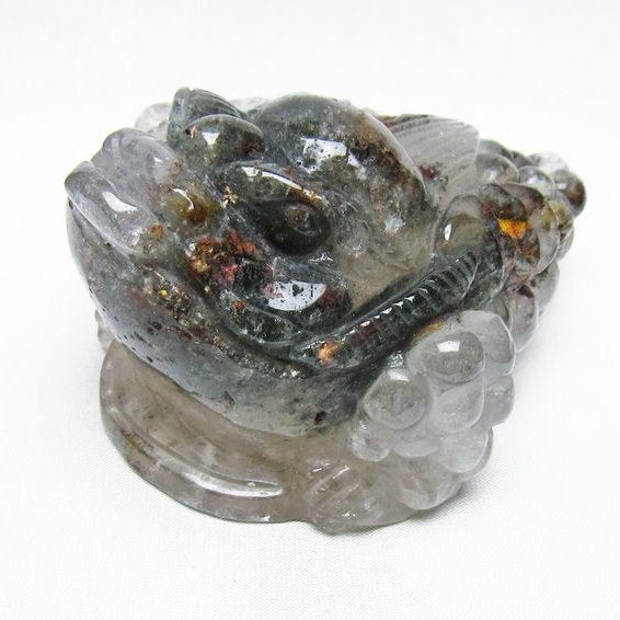 水晶 手彫り-卓上置物-キンセン-金蟾 ガーデンクォーツ 一点物 154-66