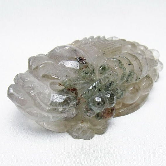 水晶 手彫り-卓上置物-キンセン-金蟾 ガーデンクォーツ 一点物 154-67
