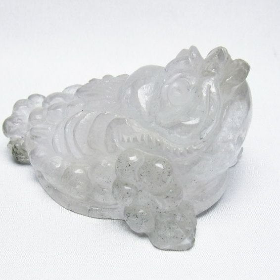 水晶 手彫り-卓上置物-キンセン-金蟾 ガーデンクォーツ 一点物 154-71