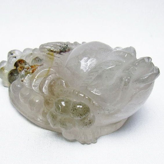 水晶 手彫り-卓上置物-キンセン-金蟾 ガーデンクォーツ 一点物 154-72