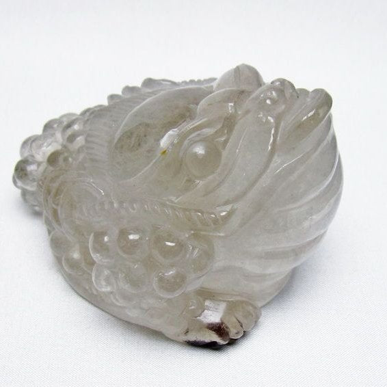 水晶 手彫り-卓上置物-キンセン-金蟾 ガーデンクォーツ 一点物 154-74