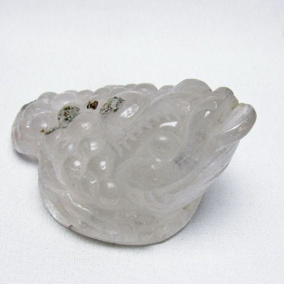 水晶 手彫り-卓上置物-キンセン-金蟾 ガーデンクォーツ 一点物 154-75