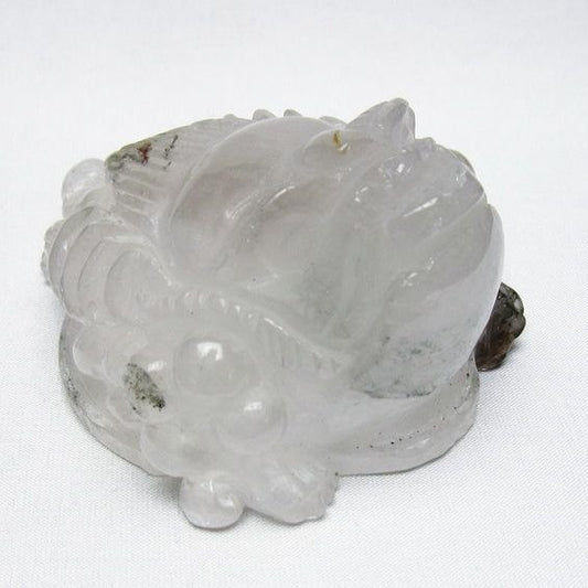 水晶 手彫り-卓上置物-キンセン-金蟾 ガーデンクォーツ 一点物 154-78