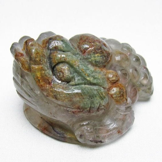水晶 手彫り-卓上置物-キンセン-金蟾 ガーデンクォーツ 一点物 154-81