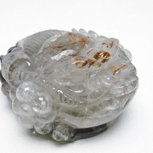 水晶 手彫り-卓上置物-キンセン-金蟾 ガーデンクォーツ 一点物 154-82