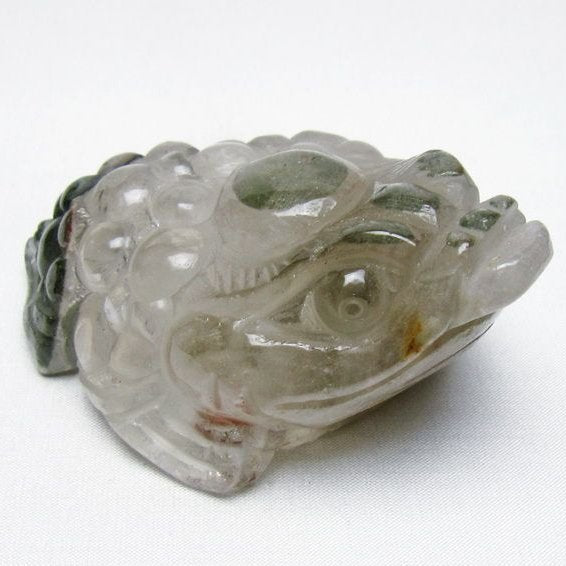 水晶 手彫り-卓上置物-キンセン-金蟾 ガーデンクォーツ 一点物 154-83
