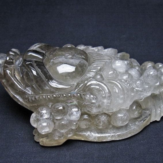 水晶 手彫り-卓上置物-キンセン-金蟾 一点物 154-85