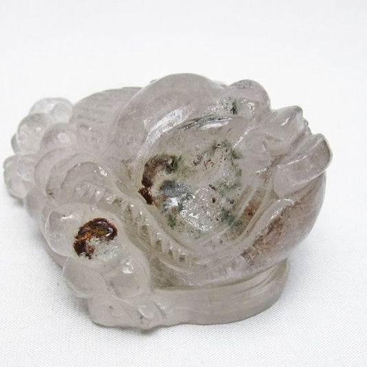 水晶 手彫り-卓上置物-キンセン-金蟾 ガーデンクォーツ 一点物 154-87