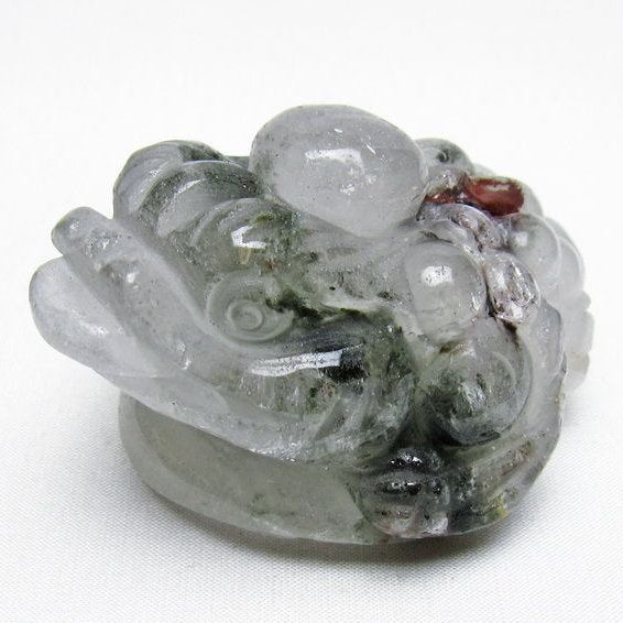 水晶 手彫り-卓上置物-キンセン-金蟾 ガーデンクォーツ 一点物 154-88