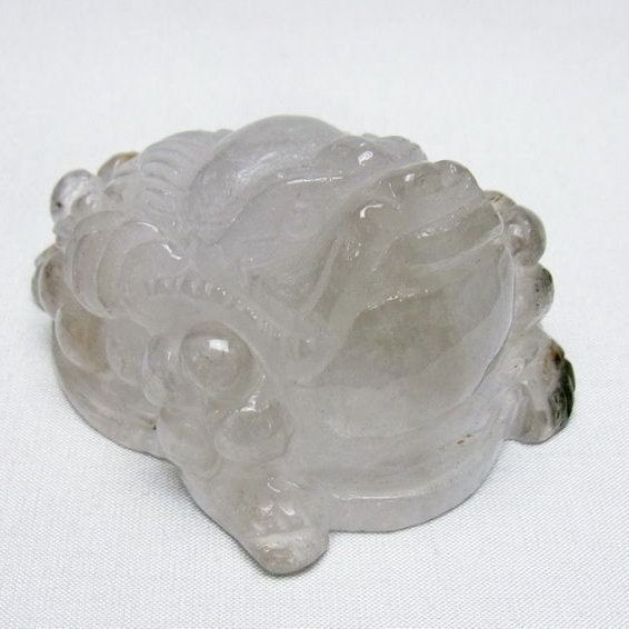 水晶 手彫り-卓上置物-キンセン-金蟾 ガーデンクォーツ 一点物 154-90