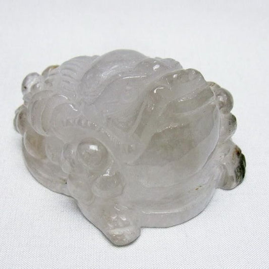 水晶 手彫り-卓上置物-キンセン-金蟾 ガーデンクォーツ 一点物 154-90