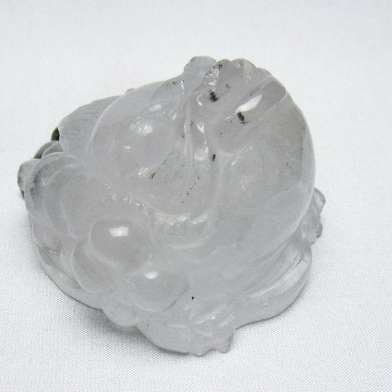 水晶 手彫り-卓上置物-キンセン-金蟾 ガーデンクォーツ 一点物 154-91