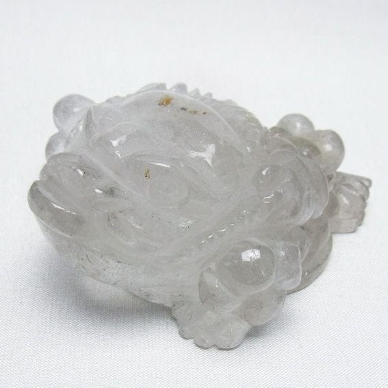 水晶 手彫り-卓上置物-キンセン-金蟾 ガーデンクォーツ 一点物 154-92