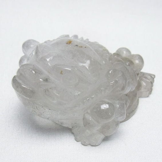 水晶 手彫り-卓上置物-キンセン-金蟾 ガーデンクォーツ 一点物 154-92