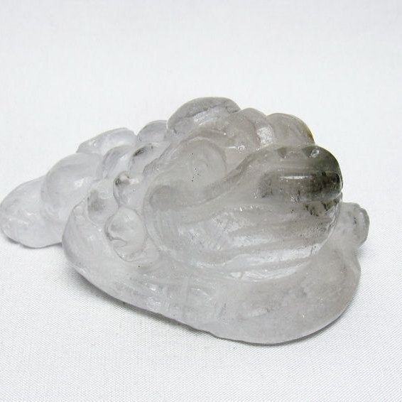 水晶 手彫り-卓上置物-キンセン-金蟾 ガーデンクォーツ 一点物 154-93