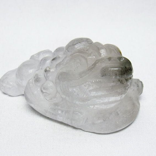 水晶 手彫り-卓上置物-キンセン-金蟾 ガーデンクォーツ 一点物 154-93