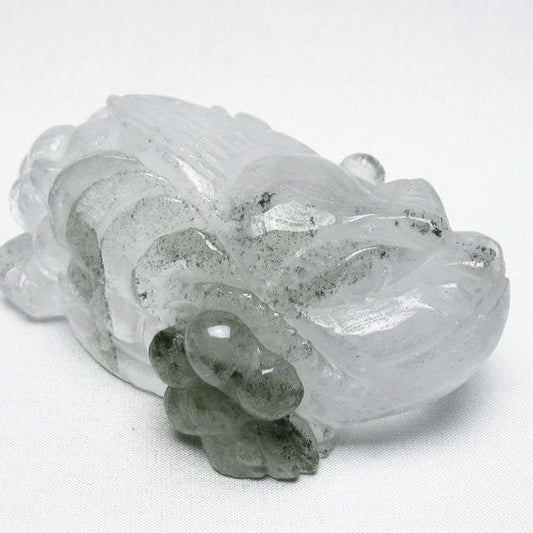 水晶 手彫り-卓上置物-キンセン-金蟾 ガーデンクォーツ 一点物 154-96