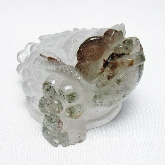 水晶 手彫り-卓上置物-キンセン-金蟾 ガーデンクォーツ 一点物 154-97