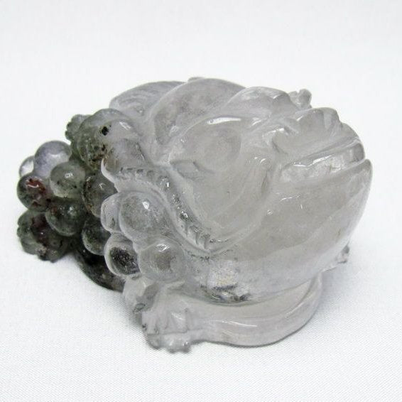 水晶 手彫り-卓上置物-キンセン-金蟾 ガーデンクォーツ 一点物 154-98