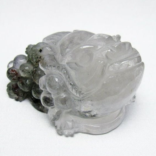水晶 手彫り-卓上置物-キンセン-金蟾 ガーデンクォーツ 一点物 154-98