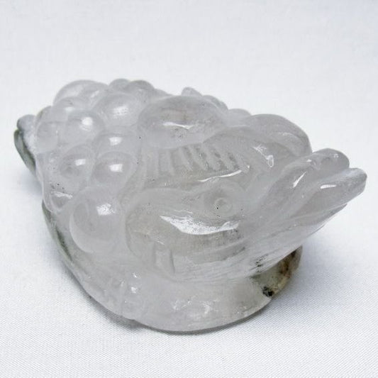 水晶 手彫り-卓上置物-キンセン-金蟾 ガーデンクォーツ 一点物 154-99