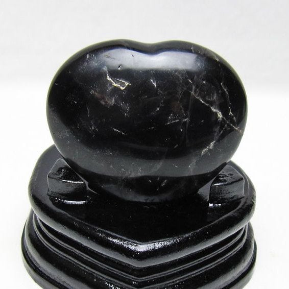 モリオン 置物 黒水晶 ハート 台座付属 一点物 155-1014
