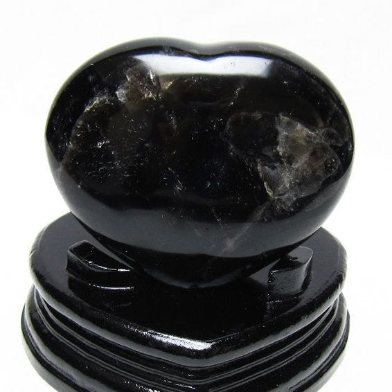 黒水晶 置物 モリオン ハート 台座付属 一点物 155-1098