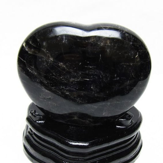 黒水晶 置物 モリオン ハート 台座付属 一点物 155-1099